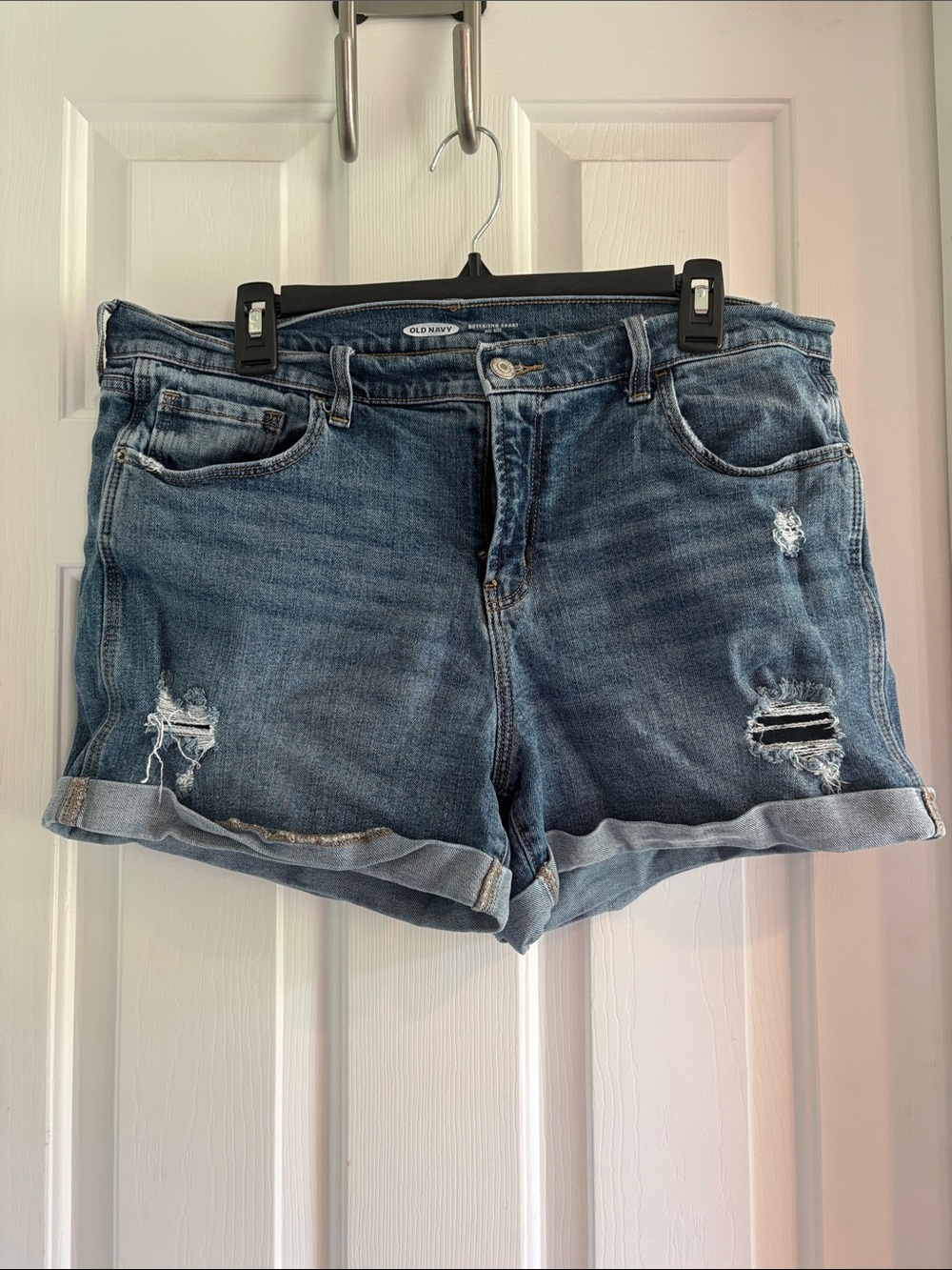 Old Navy Light Blue Distressed Rolled Hem Denim Shorts